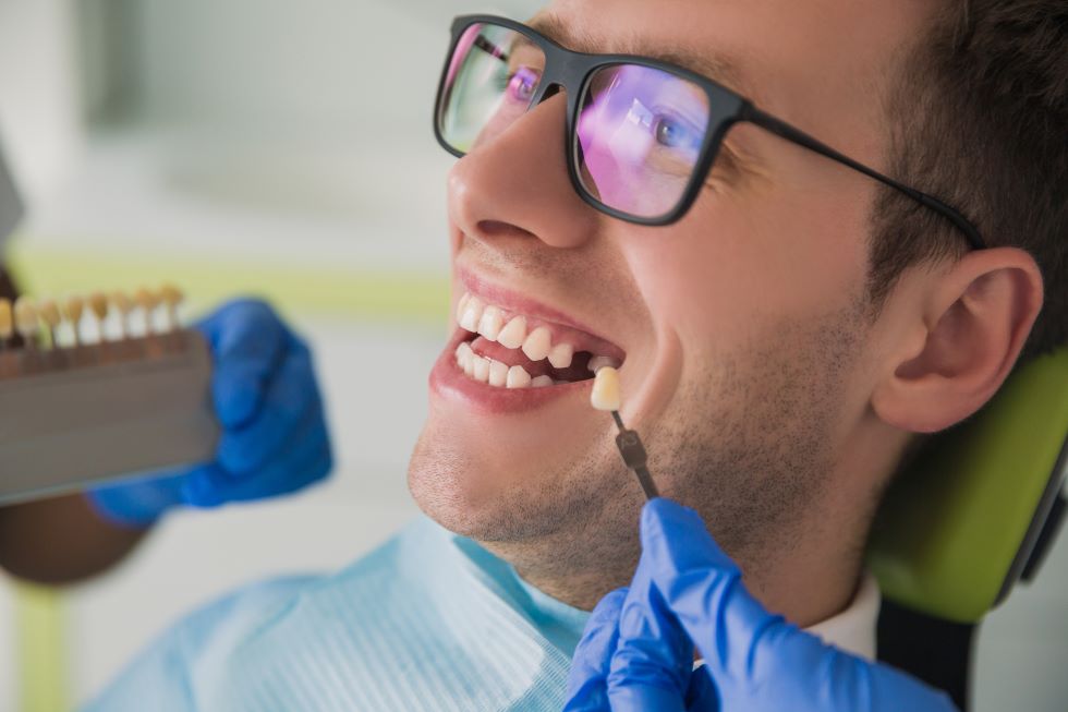 A man at the dentist getting a dental implant